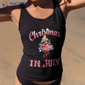 pink flamingo in santa hat christmas july girl shirt tank top 2