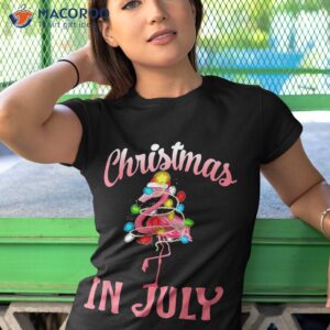 pink flamingo in santa hat christmas july girl shirt tshirt 1