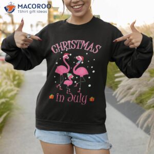 pink flamingo in santa hat christmas july shirt gift girl sweatshirt 1