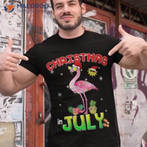 pink flamingo in santa hat christmas july shirt girl kids tshirt 1