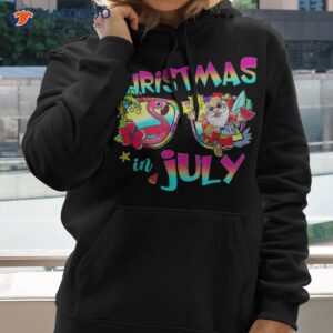 pink flamingo santa hat christmas in july summer vacation shirt hoodie 1