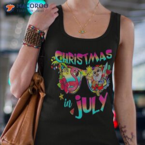 pink flamingo santa hat christmas in july summer vacation shirt tank top 4