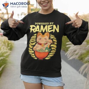 powered by ra noodles soup bowl kawaii cat lover shirt sweatshirt 1