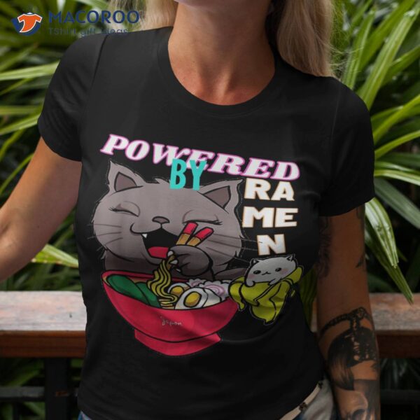 Powered By Ra Noodles Soup Bowl Kawaii Cat Lover Shirt