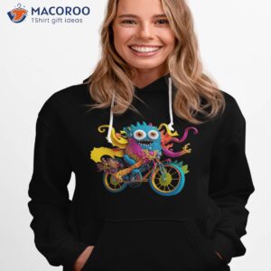 psychedelic paper cut monster riding a bicycle shirt hoodie 1