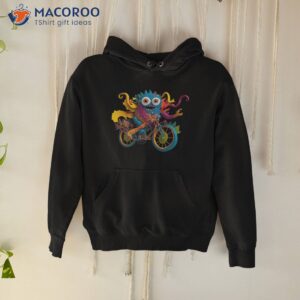 psychedelic paper cut monster riding a bicycle shirt hoodie