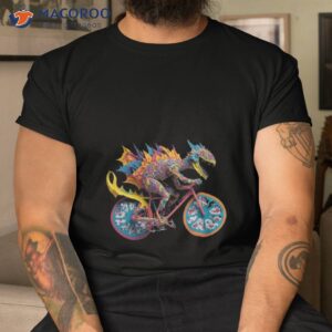 psychedelic paper cut monster riding a bicycle2 shirt tshirt