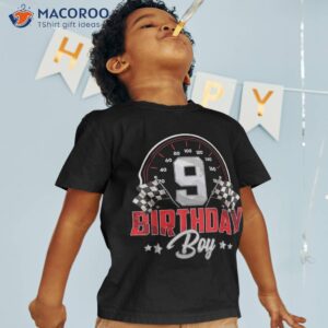 race car 9th birthday boy party racing 9 years old pit crew shirt tshirt