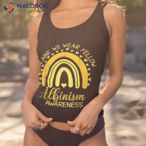 rainbow ribbon in june we wear yellow albinism awareness shirt tank top 1