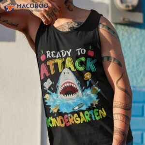 ready to attack kindergarten shark back school boys kids shirt tank top 1