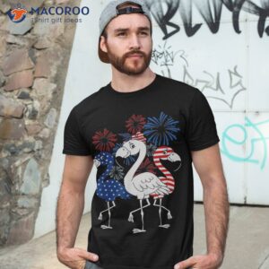 red white blue flamingo 4th of july patriotic american flag shirt tshirt 3