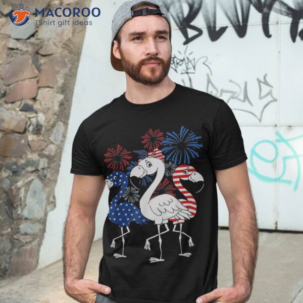 Red White Blue Flamingo 4th Of July Patriotic American Flag Shirt