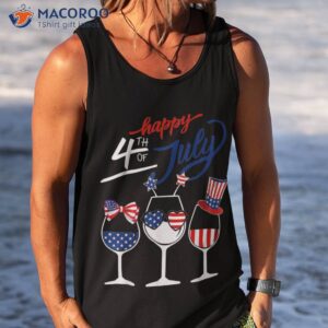 red white blue glasses of wine 4th july usa flag s shirt tank top