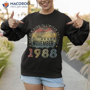 retro 35 years old awesome since 1988 november 35th birthday shirt sweatshirt 1