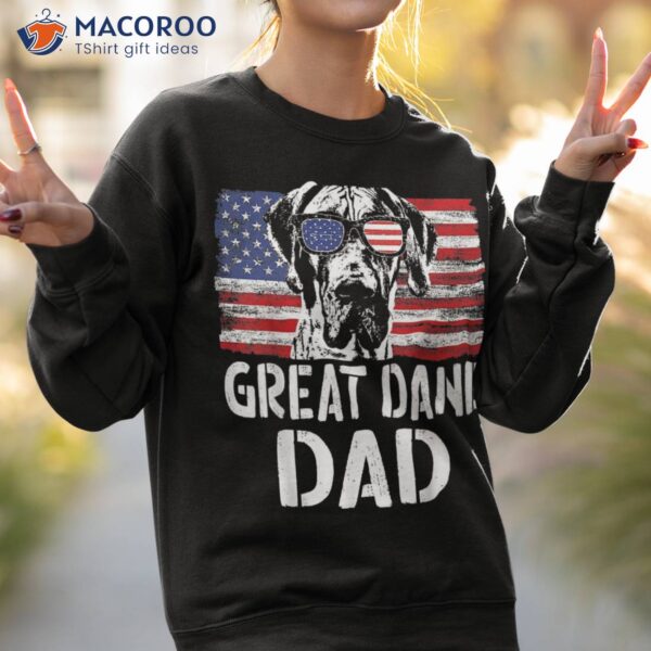 Retro American Flag Great Dane Dad Dog Gift For Fathers Day Shirt