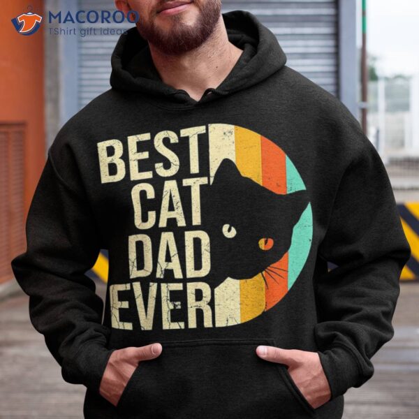 Retro Best Cat Dad Ever Fathers Day Daddy Lovers S Shirt