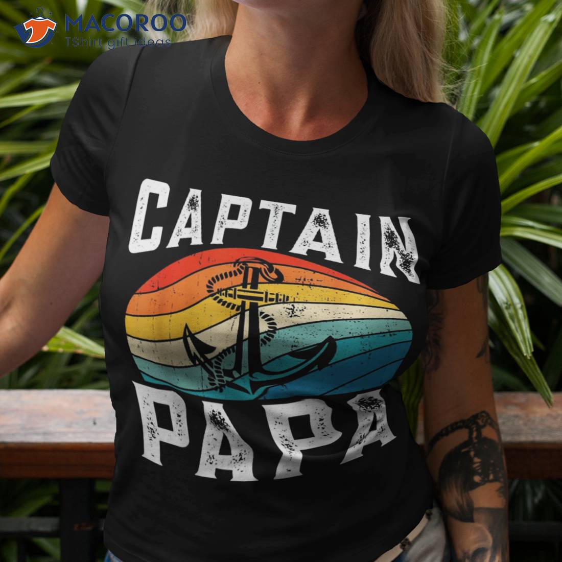 Retro Captain Papa Pontoon Lake Fishing Sailor Boating Shirt