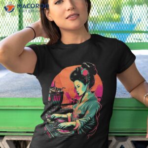 retro geisha girl edm dj japanese kimono vaporwave aesthetic shirt tshirt 1