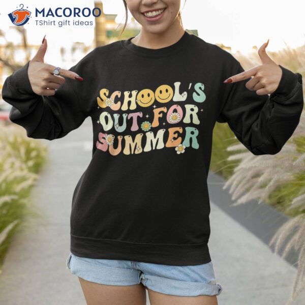 Retro Groovy School’s Out For Summer Graduation Teacher Kids Shirt