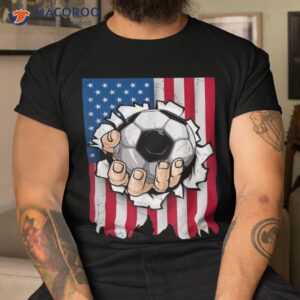retro hand tearing amp soccer ball usa flag indepedence day shirt tshirt