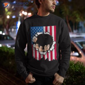 retro hand tearing ice hockey puck usa flag indepedence day shirt sweatshirt