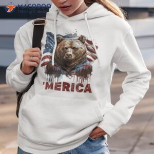 retro merica brown bear american flag 4th of july vintage shirt hoodie 3