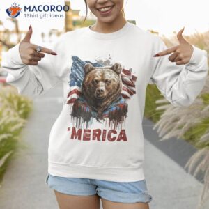 retro merica brown bear american flag 4th of july vintage shirt sweatshirt 1