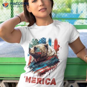 retro merica brown bear american flag 4th of july vintage shirt tshirt 1 1