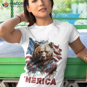 retro merica brown bear american flag 4th of july vintage shirt tshirt 1