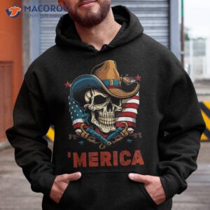 Retro Merica Cowboy Skull American Flag 4th Of July Shirt