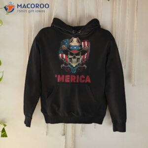 Retro Merica Cowboy Skull American Flag 4th Of July Shirt