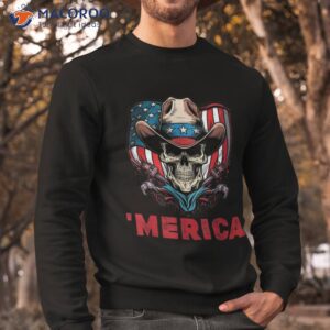 retro merica cowboy skull american flag 4th of july shirt sweatshirt