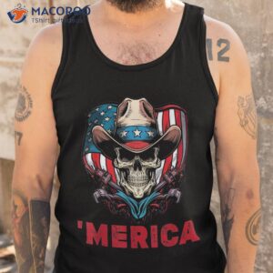 retro merica cowboy skull american flag 4th of july shirt tank top