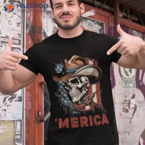 Retro Merica Cowboy Skull American Flag 4th Of July Shirt
