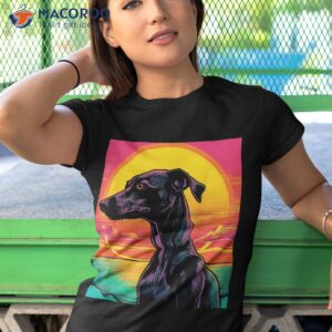 retro sunset whippet dog shirt tshirt 1