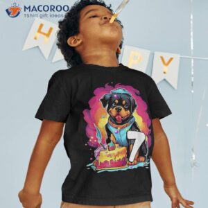 rottweiler dog 7th birthday themed party 7 years old shirt tshirt
