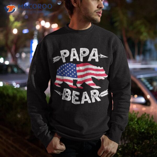 S Papa Bear American Flag Patriotic 4th Of July Shirt