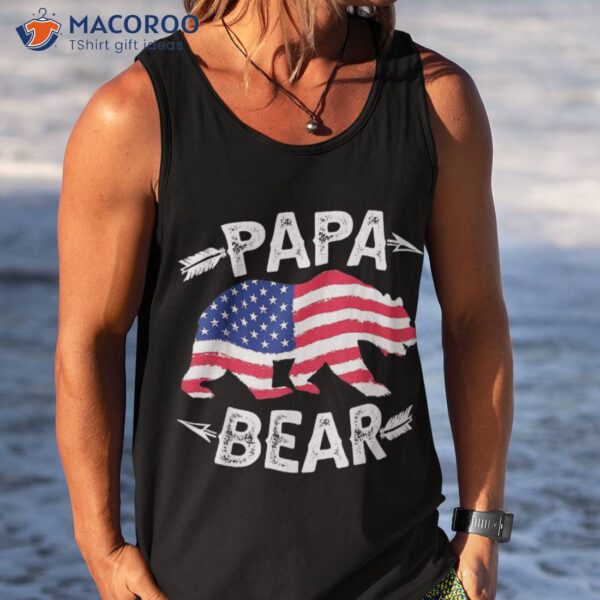 S Papa Bear American Flag Patriotic 4th Of July Shirt