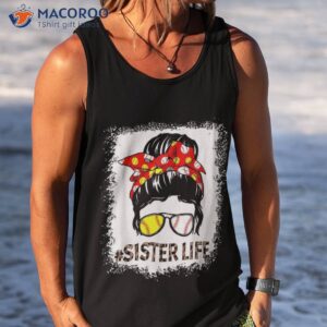 s sister life softball baseball mothers day messy bun shirt tank top