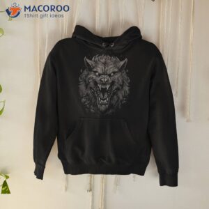 scary werewolf head spooky wolf vintage graphic shirt hoodie