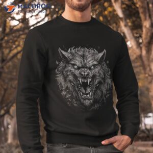 scary werewolf head spooky wolf vintage graphic shirt sweatshirt