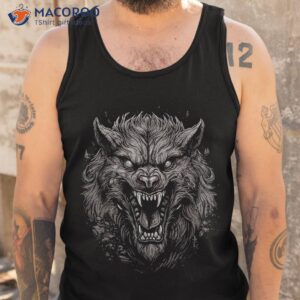 scary werewolf head spooky wolf vintage graphic shirt tank top