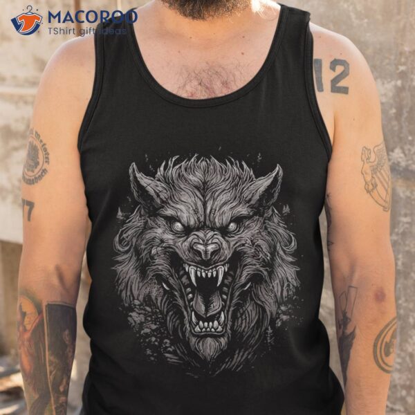 Scary Werewolf Head Spooky Wolf Vintage Graphic Shirt