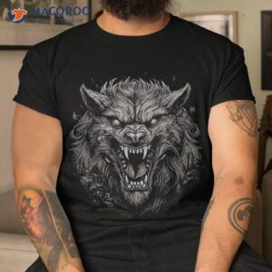 scary werewolf head spooky wolf vintage graphic shirt tshirt