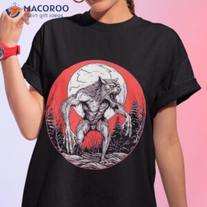 Scary Werewolf Moon Spooky Vintage Graphic Kids Shirt