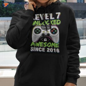 seven 7yr bday son boy funny gamer 7th 7 years old birthday shirt hoodie