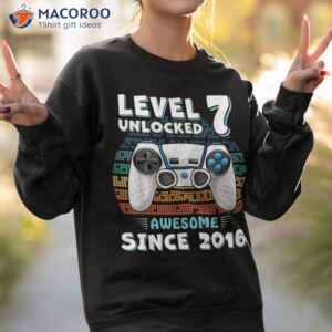 seven 7yr bday son boy funny gamer 7th 7 years old birthday shirt sweatshirt 2