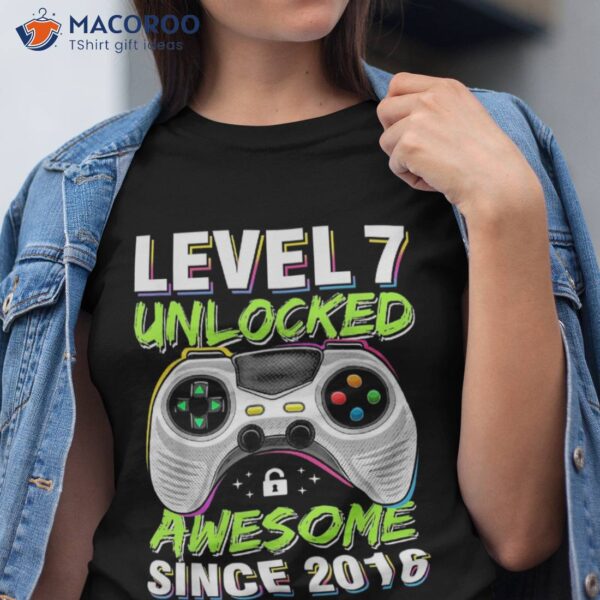 Seven 7yr Bday Son Boy Funny Gamer 7th 7 Years Old Birthday Shirt