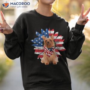 silky terrier american flag sunflower dog lovers 4th of july shirt sweatshirt 2