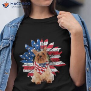 silky terrier american flag sunflower dog lovers 4th of july shirt tshirt